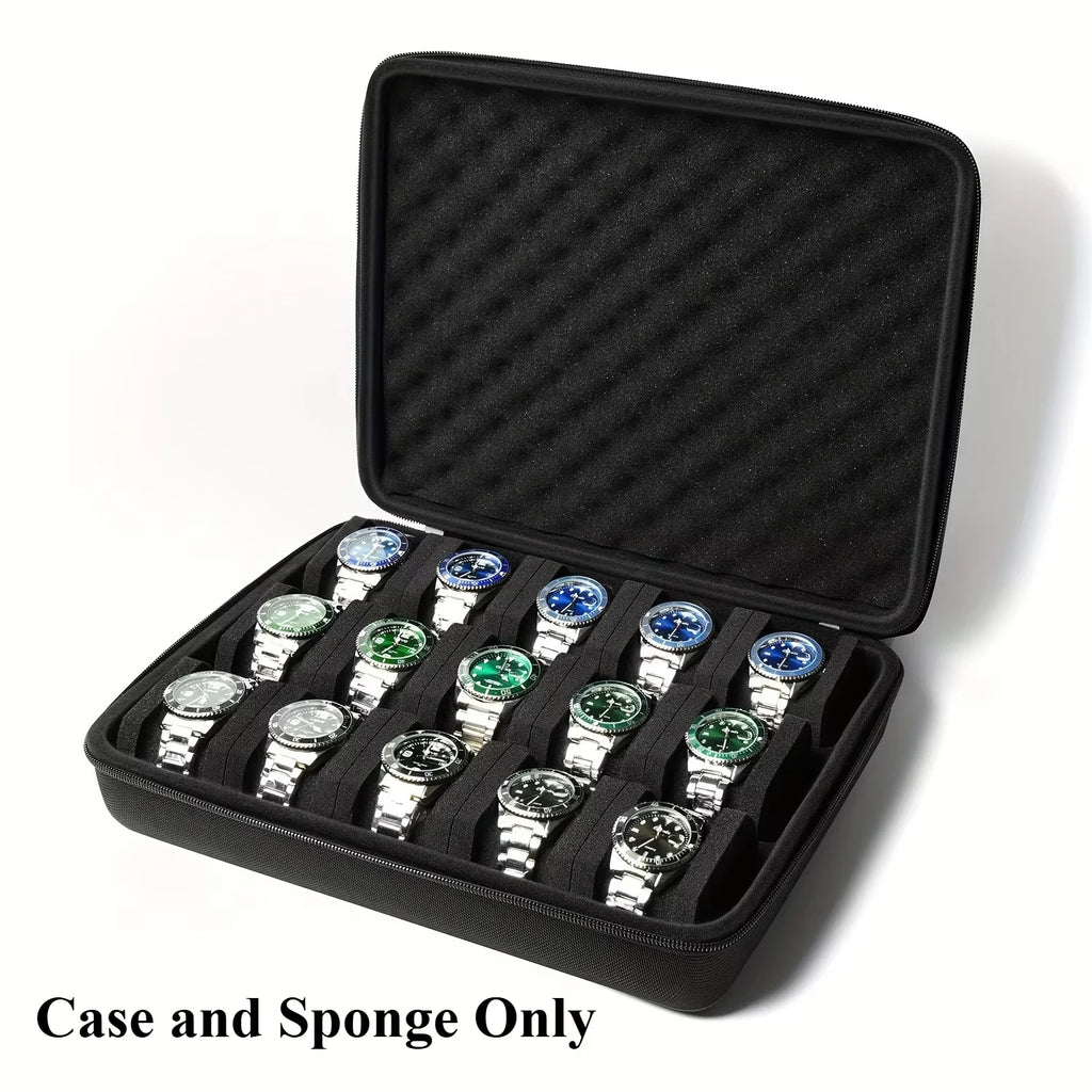 CowLost | hard-shell-15-slots-watch-storage-organizer-case-watch-carry-box-fit-large-and-small-watches-with-soft-foam-pillow |3