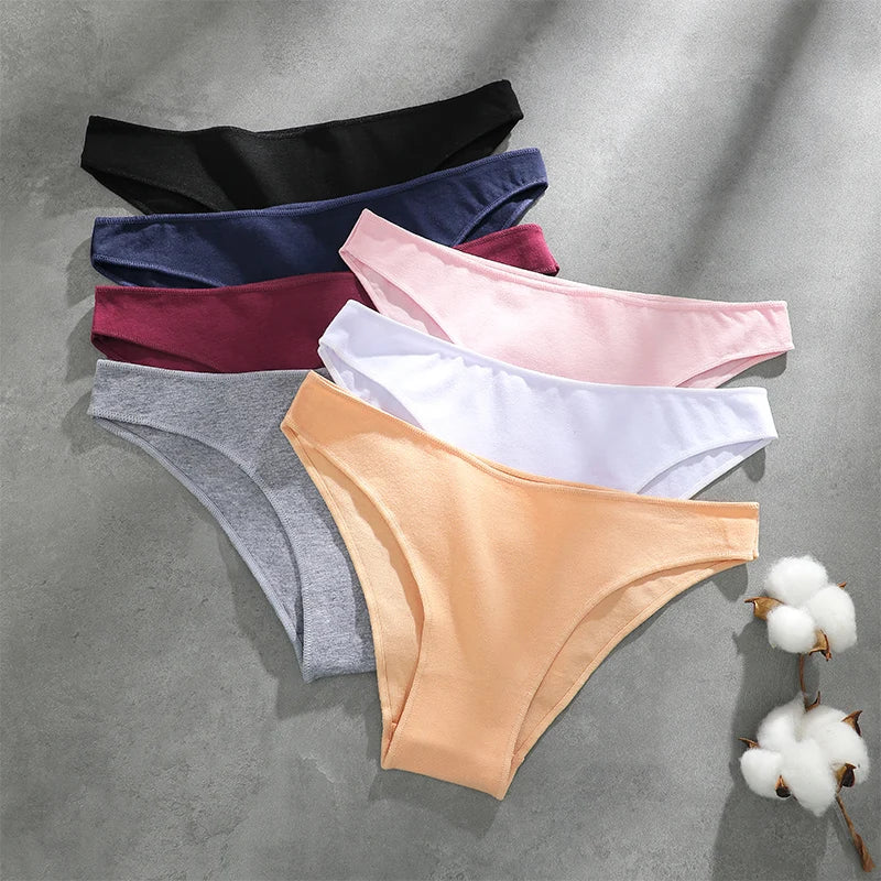 CowLost | activewear-pants-4pcs-women-s-seamless-low-waist-cotton-briefs-solid-color-panties |2