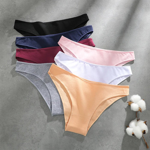 CowLost | activewear-pants-4pcs-women-s-seamless-low-waist-cotton-briefs-solid-color-panties |2