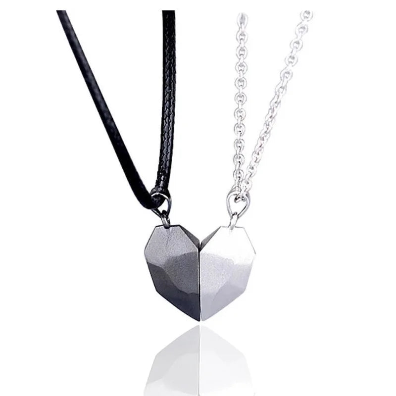 Couple Electrocardiogram Magnetic Heart Pendant Necklace Valentine's Day Gift