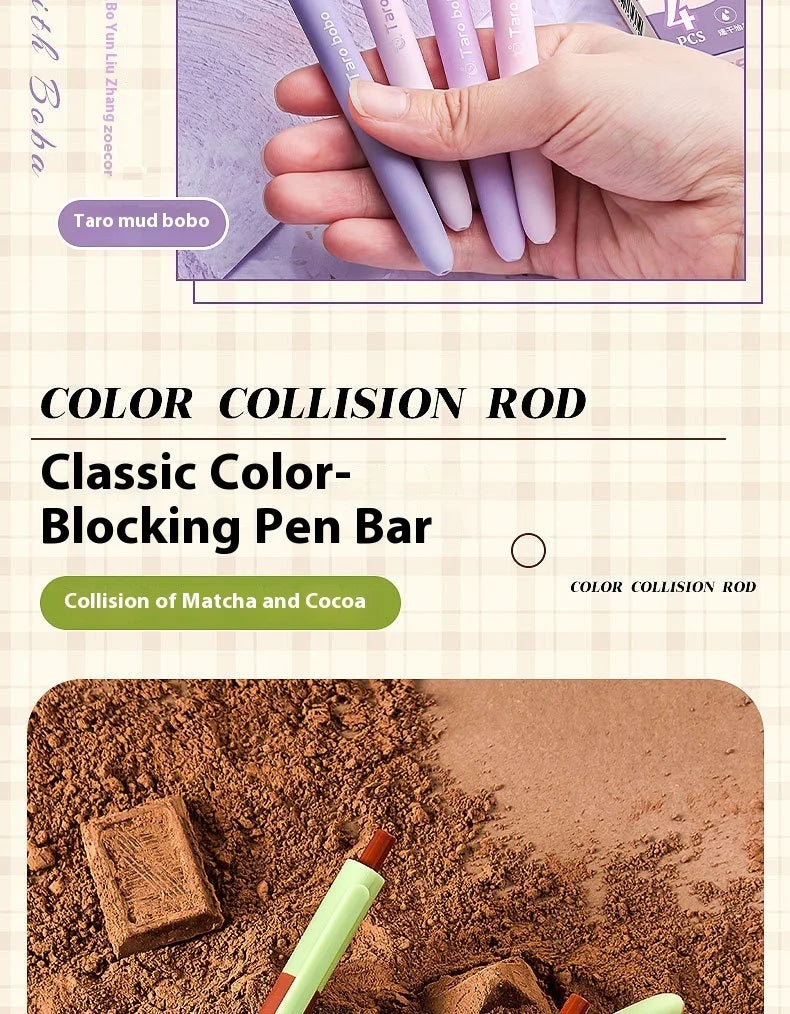 CowLost | product_id-4pcs-milk-tea-gel-pens-set-assorted-retractable-0-5mm-rollerball-for-fast-dry-note-taking-exams |10