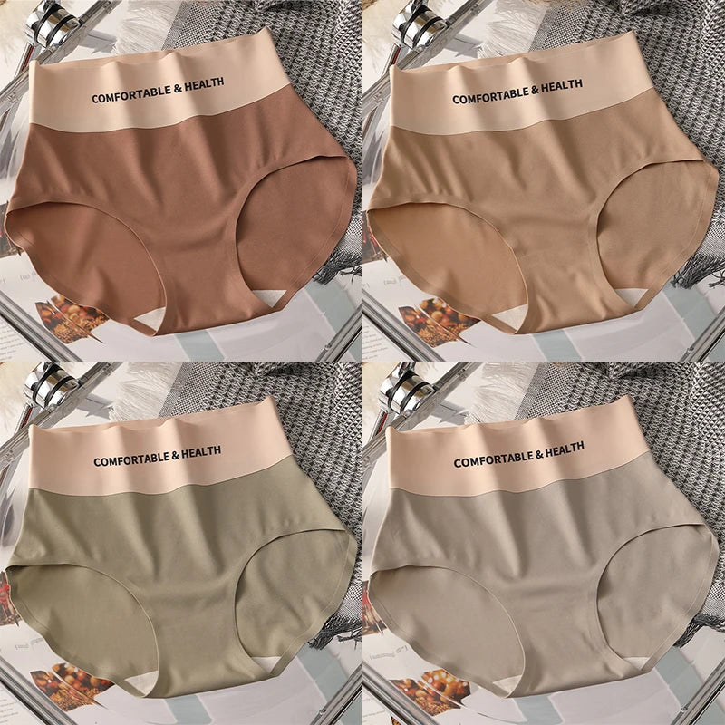 CowLost | product_id-fallsweet-4pcs-womens-seamless-high-rise-cotton-briefs-plus-size-m-xl |16