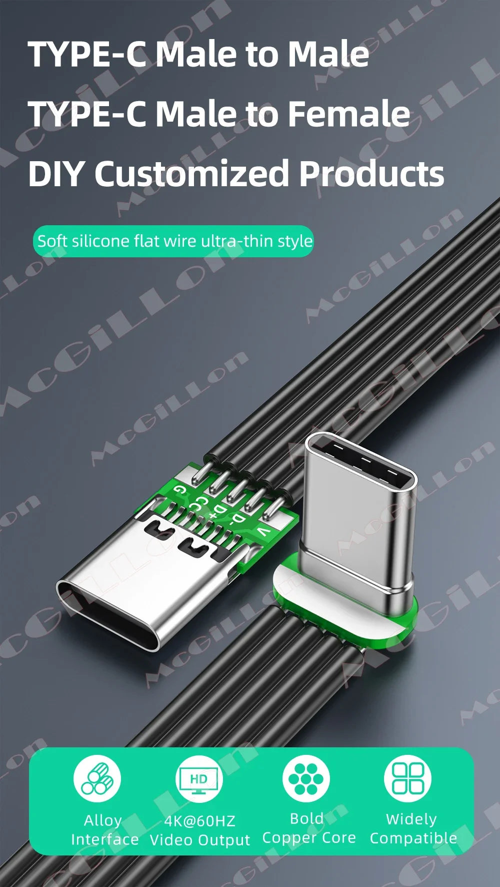 CowLost | product_id-60w-type-c-to-usb-c-flat-silicone-charging-cable-with-angled-connectors-fast-sync |2