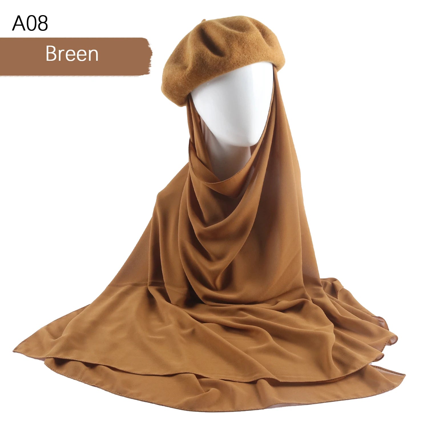 CowLost | musilm-women-french-style-beret-hats-with-chiffon-hijab |10