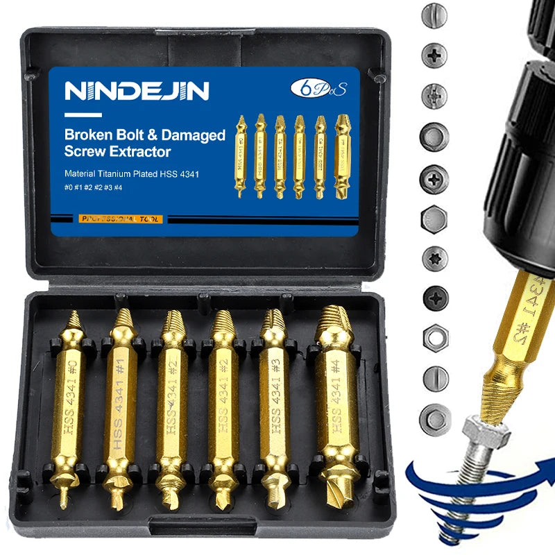 CowLost | nindejin-4-5-6pcs-damaged-screw-extractor-drill-bit-extractor |1