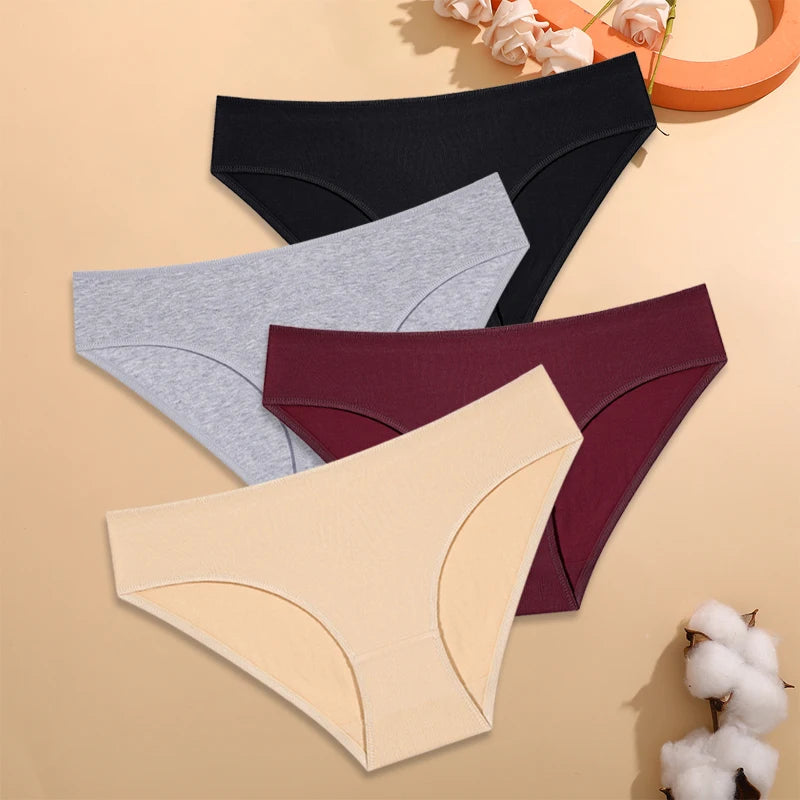 CowLost | activewear-pants-4pcs-womens-low-waist-cotton-seamless-stretchy-panties-set |22