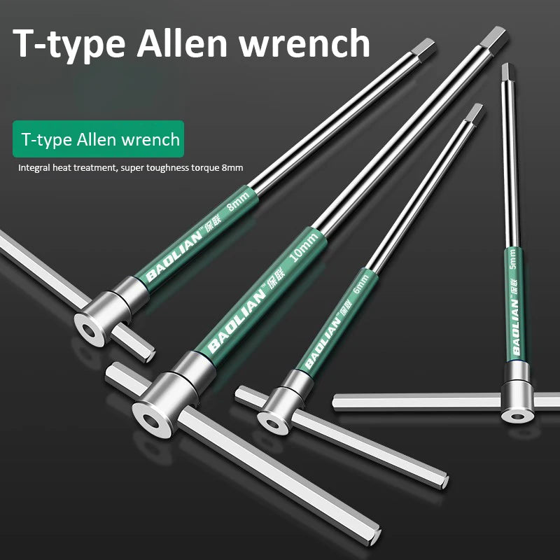 CowLost | t-bar-socket-wrench-2-10mm-adjustable-t-handle-speed-wrench-set-nut-spinner-hex-socket-t-shape-handle-wrench-2-way-drive-design |2