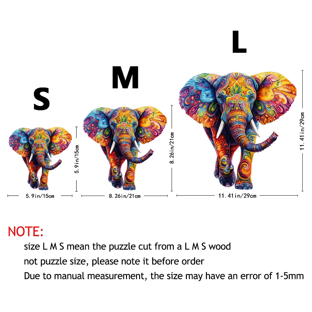 CowLost | product_id-colorful-elephant-shaped-wooden-jigsaw-puzzle-with-decorative-art-design |4