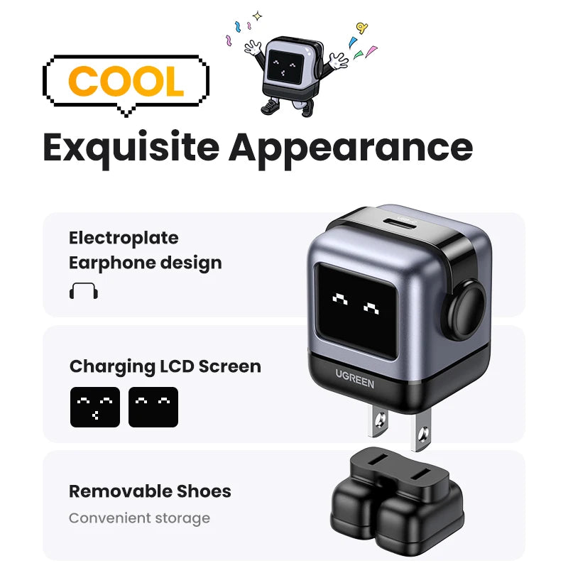 CowLost | ugreen-30w-65w-gan-charger-robot-design-pd3-0-fast-charger |6