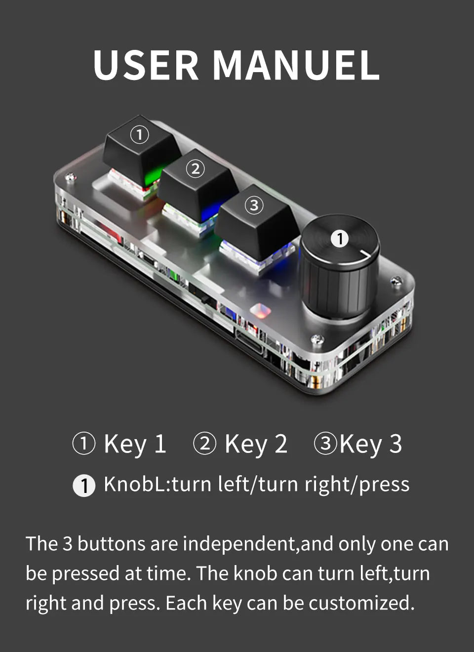 CowLost | product_id-2-4g-bluetooth-mini-mechanical-keyboard-3-key-with-macro-knob-hot-plug |14