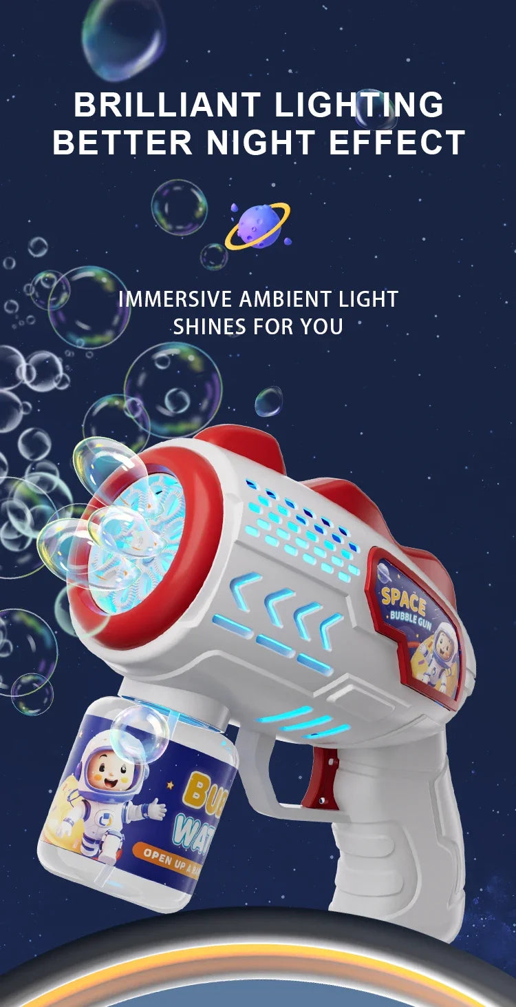 Space Astronaut Rocket Automatic Bubble Gun with Bubble Liquid Toy for Kids Gift
