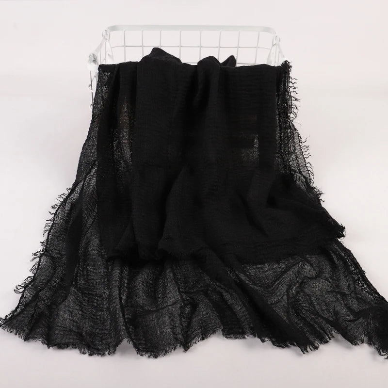 CowLost | otton-crinkle-headband-veil-scarves-women-solid-color |18