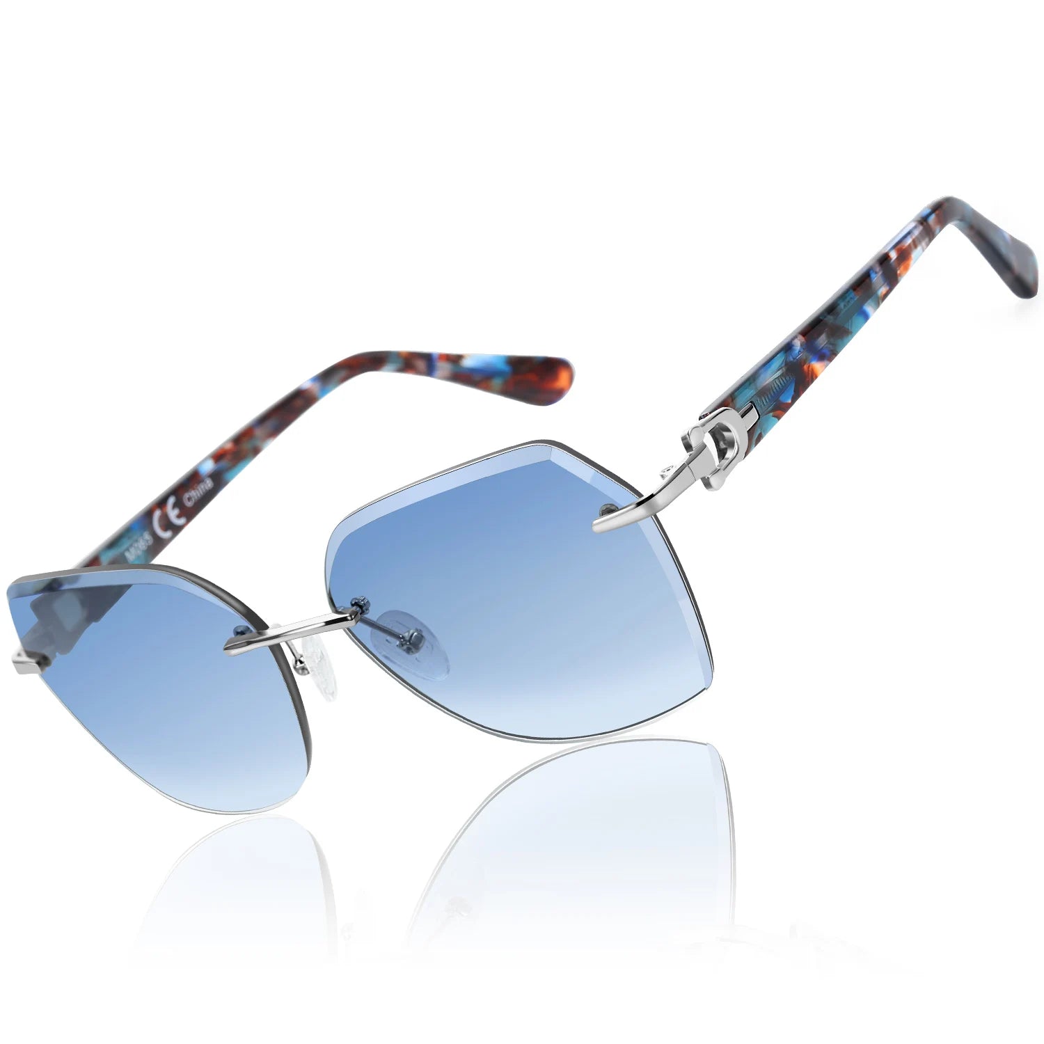 CowLost | zenottic-fashion-women-rimless-sunglasses-for-ladies-trendy-geometric-diamond-cutting-gradient-lens |32