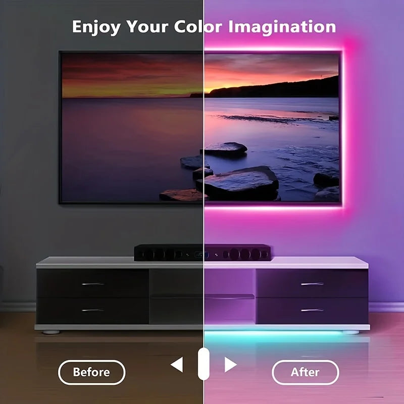 RGB USB LED Strip Lights with 3-Key Controller for TV Backlight, Room, Party, Gifts