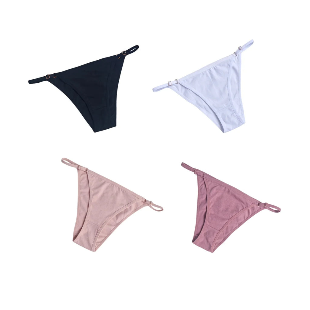 CowLost | product_id-4-pack-women-s-cotton-low-rise-brazilian-briefs-s-xl-with-adjustable-buckle |8