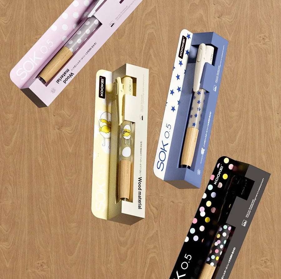 CowLost | product_id-kookei-gel-pen-with-oak-wood-handle-smooth-0-5mm-st-nib-fast-dry-ink-polka-dot-design-for-students-professionals |10