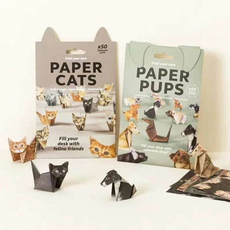 50pcs DIY Origami Paper Cats Folding Animal Craft Set