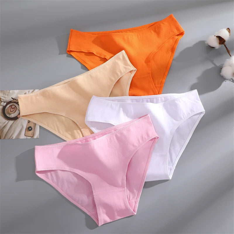 CowLost | activewear-pants-4pcs-womens-low-waist-cotton-seamless-stretchy-panties-set |6