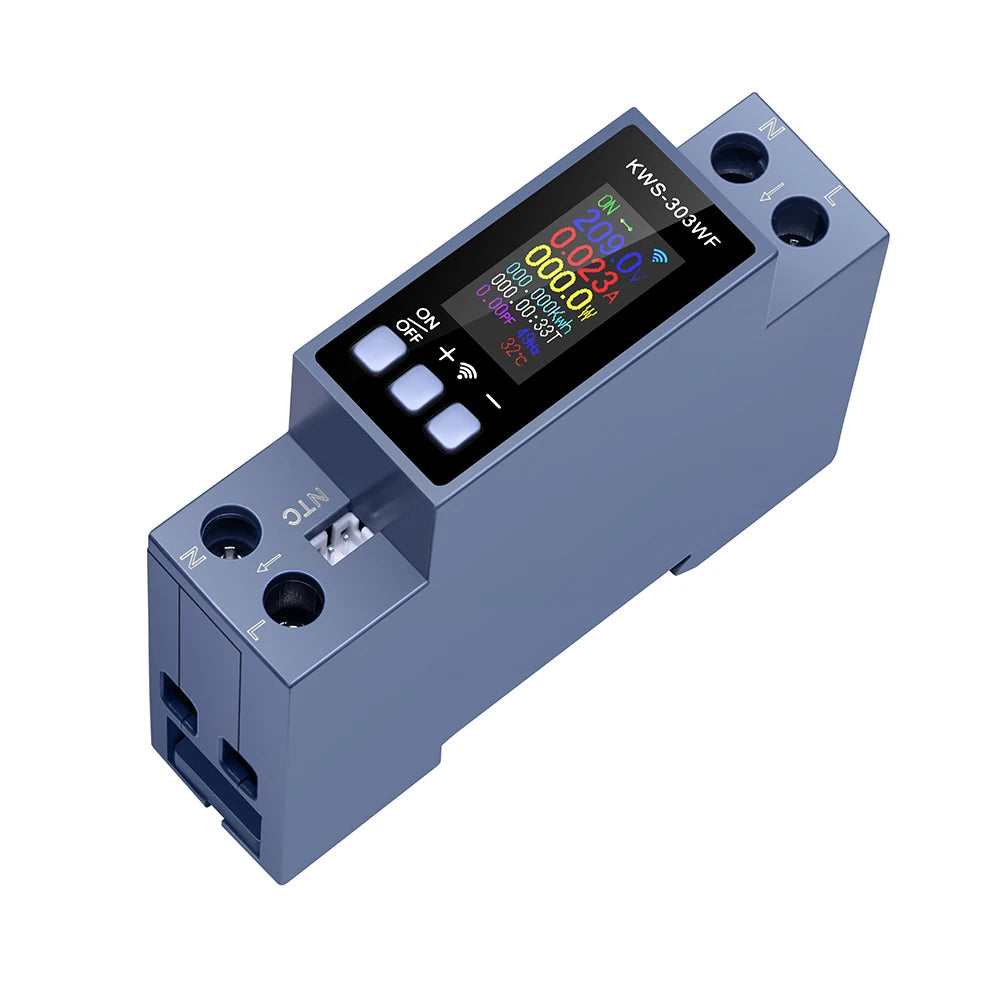 KWS-303 8-in-1 Multifunctional Din Rail Power Meter Smart Switch 85-290V AC Energy Meter