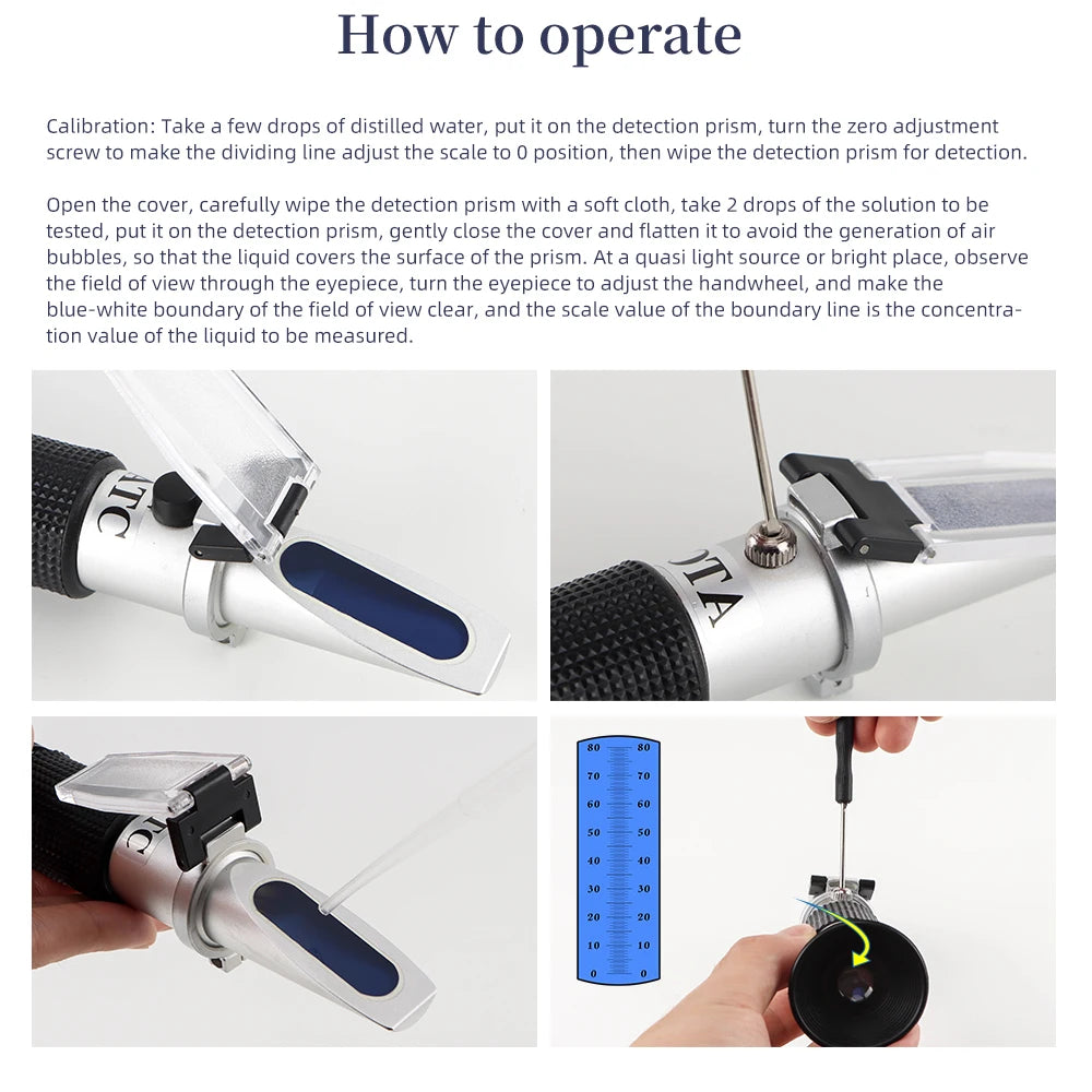 0-80% Brix Honey Refractometer Handheld Sugar Concentration Tester for Fruit Juice