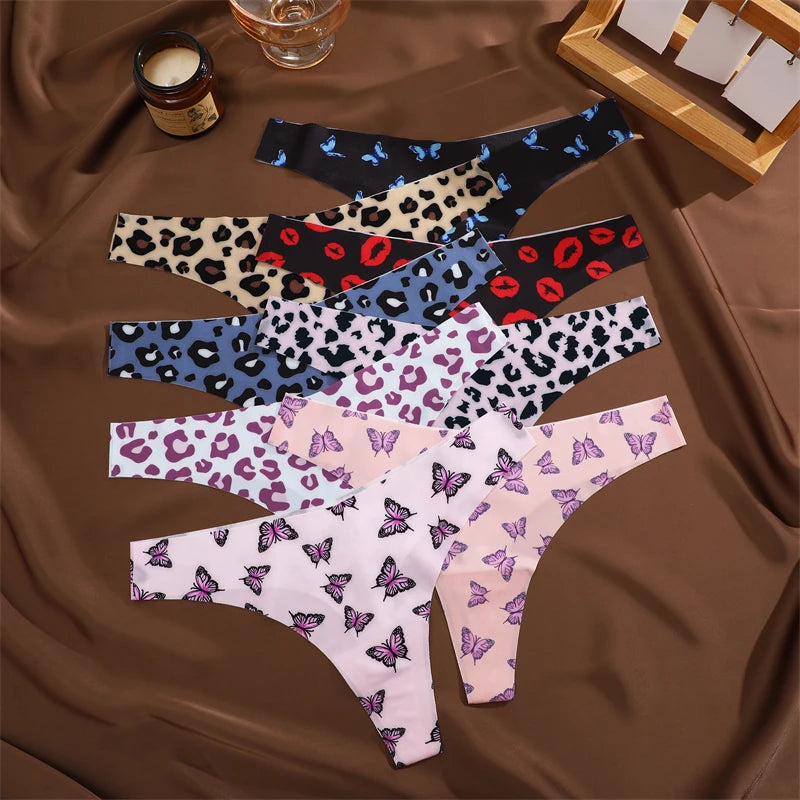 CowLost | activewear-pants-3pcs-womens-ice-silk-seamless-low-waist-leopard-thongs |7