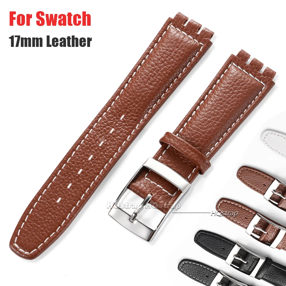 CowLost | product_id-17mm-waterproof-leather-sport-watch-strap-for-swatch-with-metal-pin-buckle |7