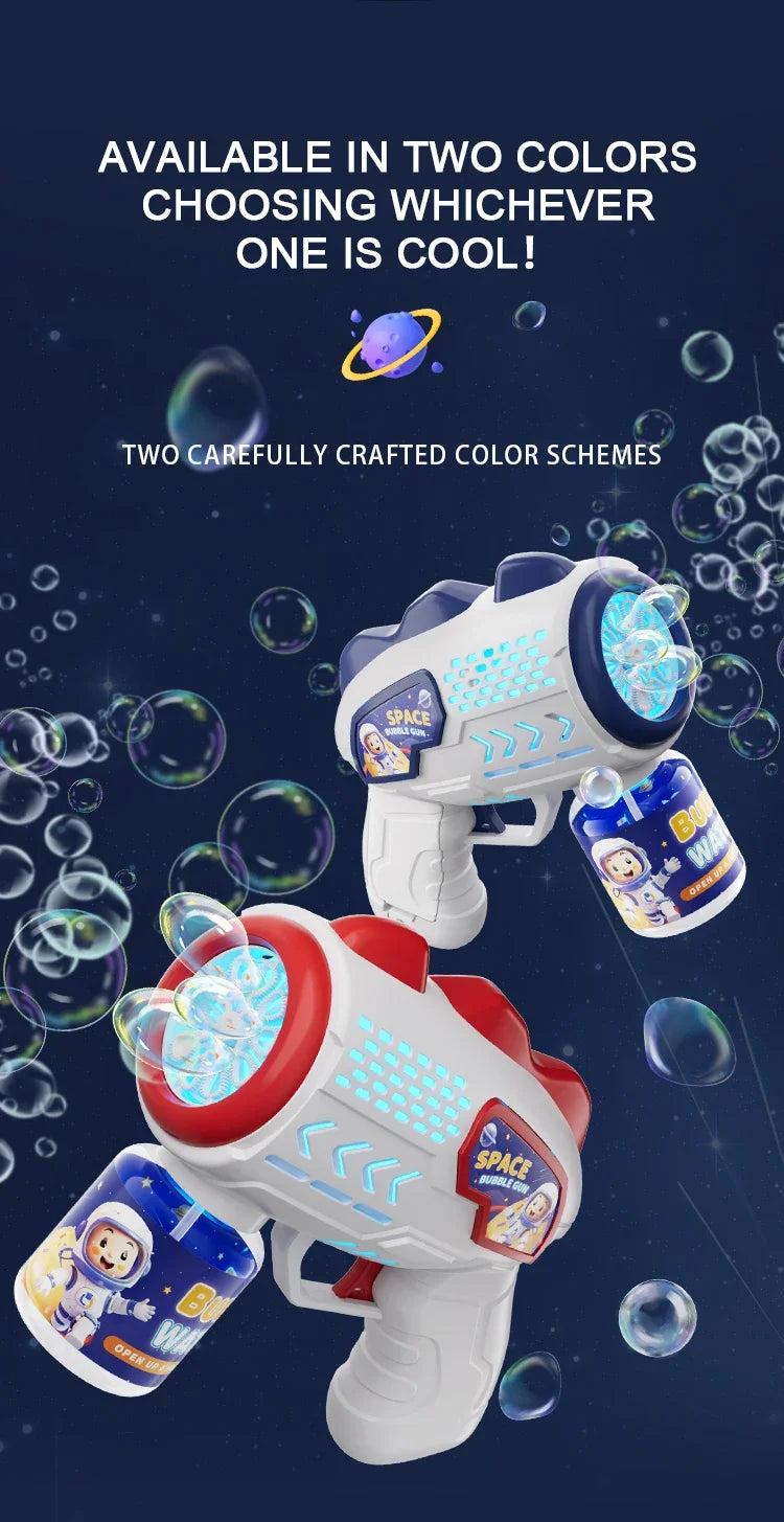 Space Astronaut Rocket Automatic Bubble Gun with Bubble Liquid Toy for Kids Gift