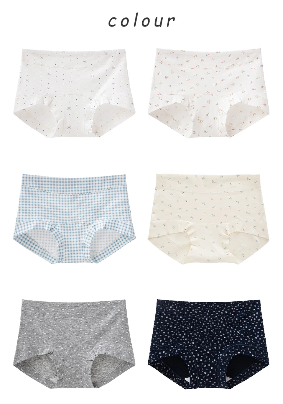 CowLost | product_id-fallsweet-5pcs-plus-size-womens-cotton-seamless-plaid-briefs-high-elastic-underwear |4