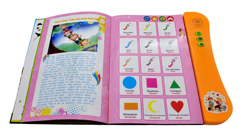 Portuguese English Bilingual Sound Book for Children Alphabet Numbers Animals Fruit Vegetables Educational