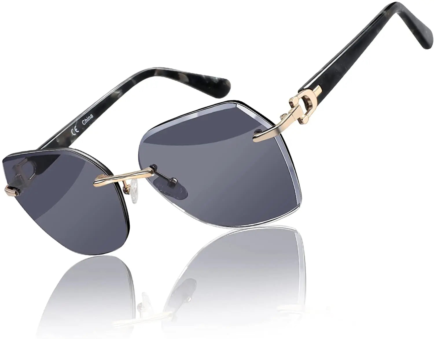 CowLost | zenottic-fashion-women-rimless-sunglasses-for-ladies-trendy-geometric-diamond-cutting-gradient-lens |31