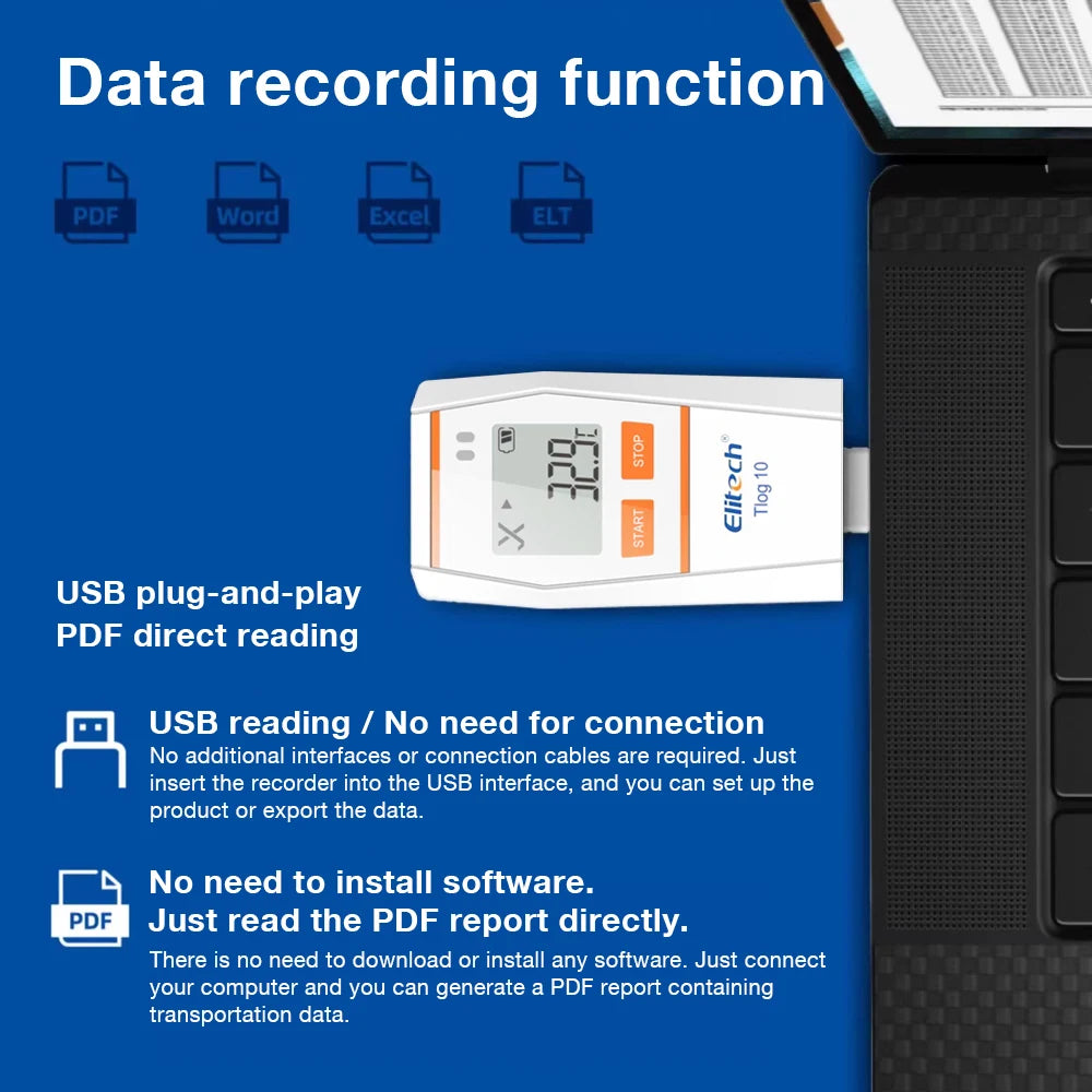 Tlog Series USB Temperature Humidity Data Logger LCD Ultra-low Temp Recorder for Cold-chain Lab