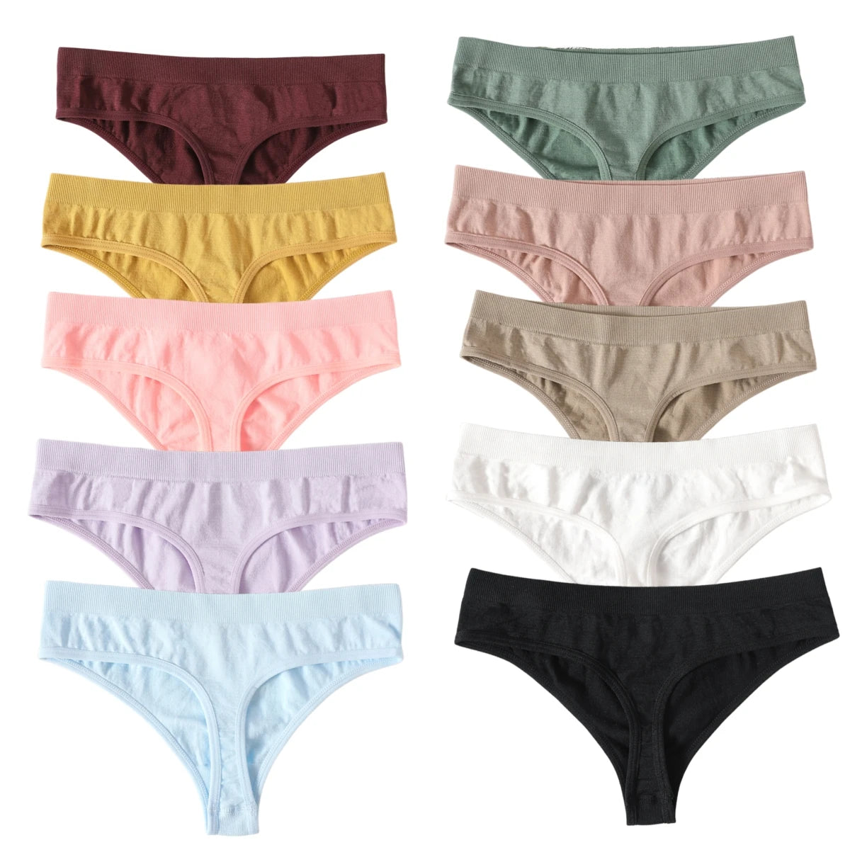CowLost | product_id-10pcs-womens-seamless-low-waist-g-string-thong-panties-m-xl-sexy-underwear |27