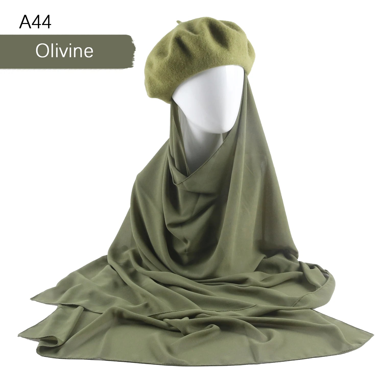 CowLost | musilm-women-french-style-beret-hats-with-chiffon-hijab |29