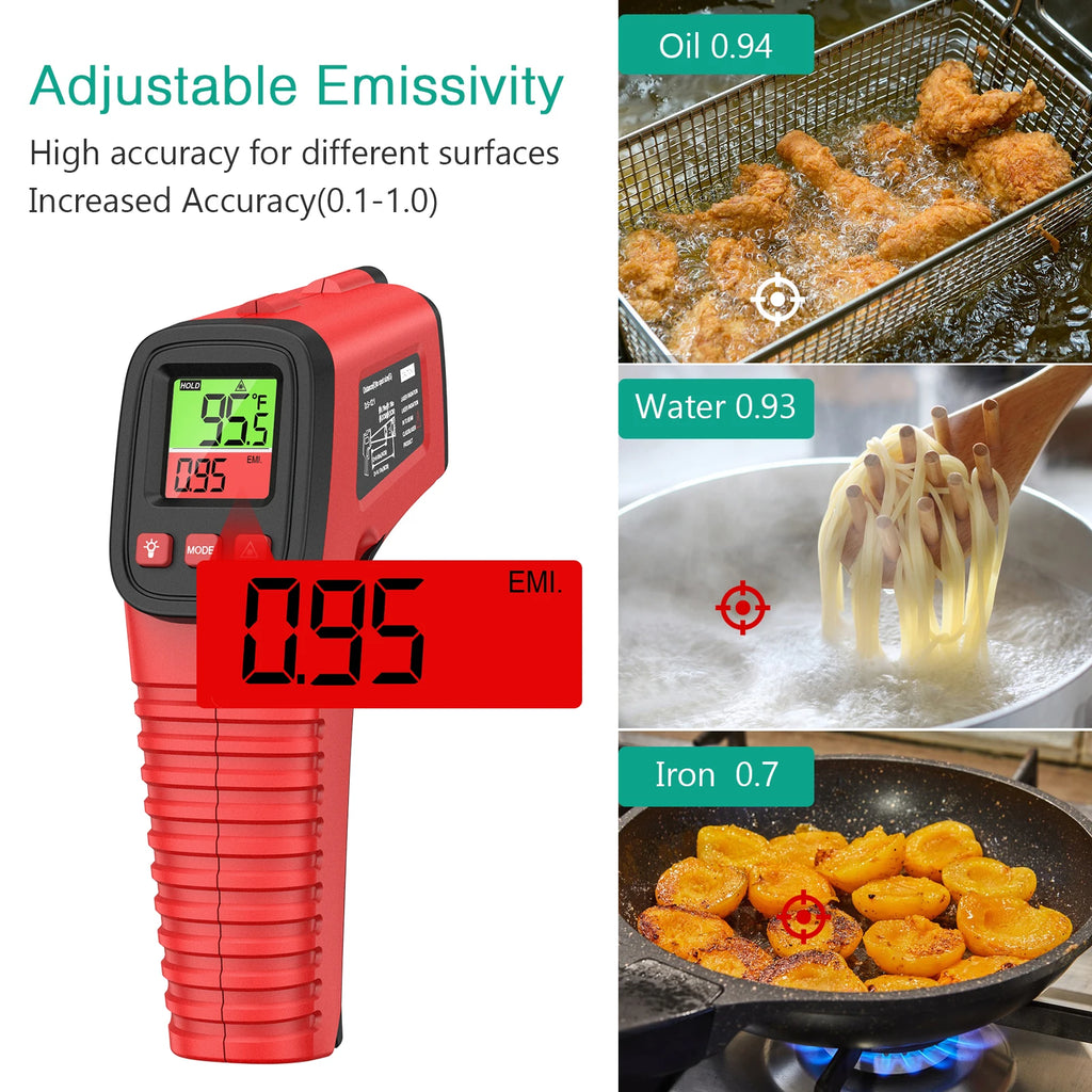 ORIA Infrared Non-Contact Thermometer Gun with Backlit Display and C/F Switch for Industrial and Cooking Use