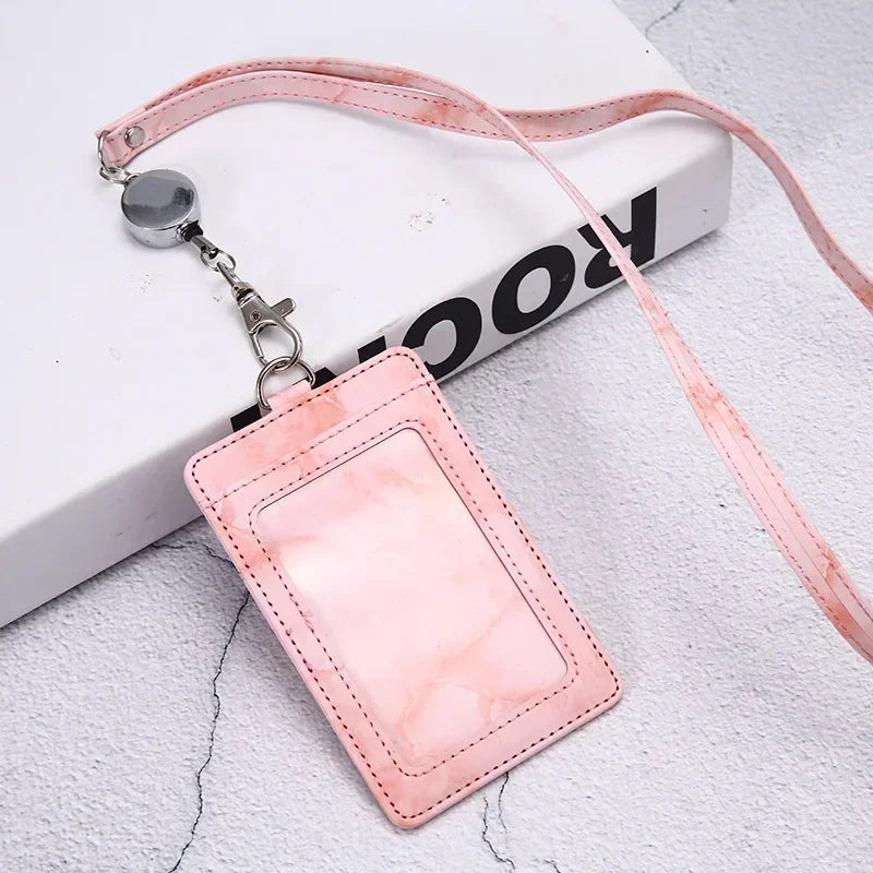 1 Pcs PU Leather Card Cover Work ID Name Badge Holder