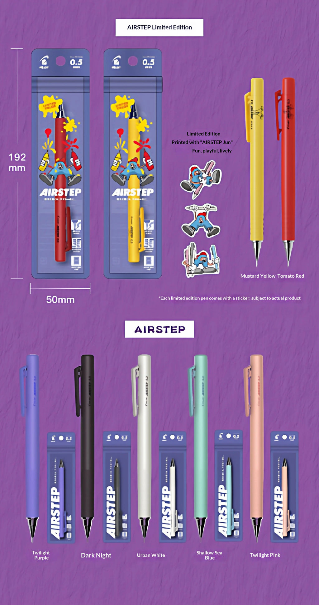 CowLost | product_id-pilot-airstep-has-15-0-5mm-mechanical-pencil-auto-lead-advance-colorful-barrel-stable-writing |16