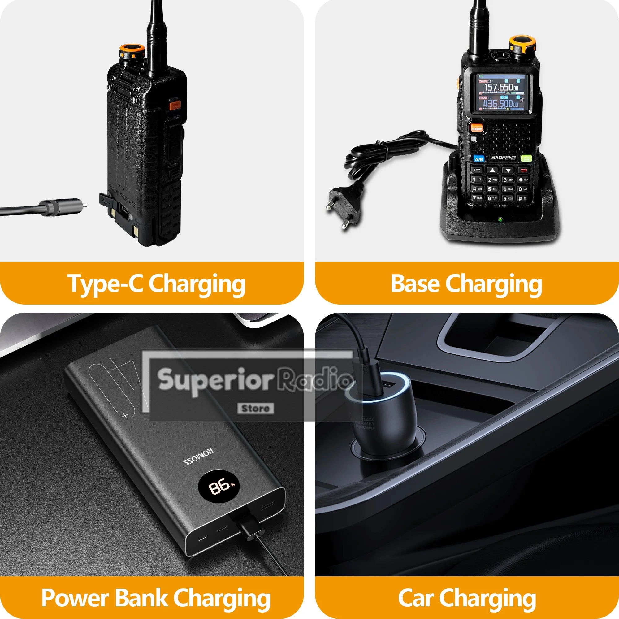 CowLost | intercom-accessories-baofeng-uv-5rh-pro-gps-walkie-talkie-10w-640-channels-type-c-charging-noaa-weather-2-4pcs |4