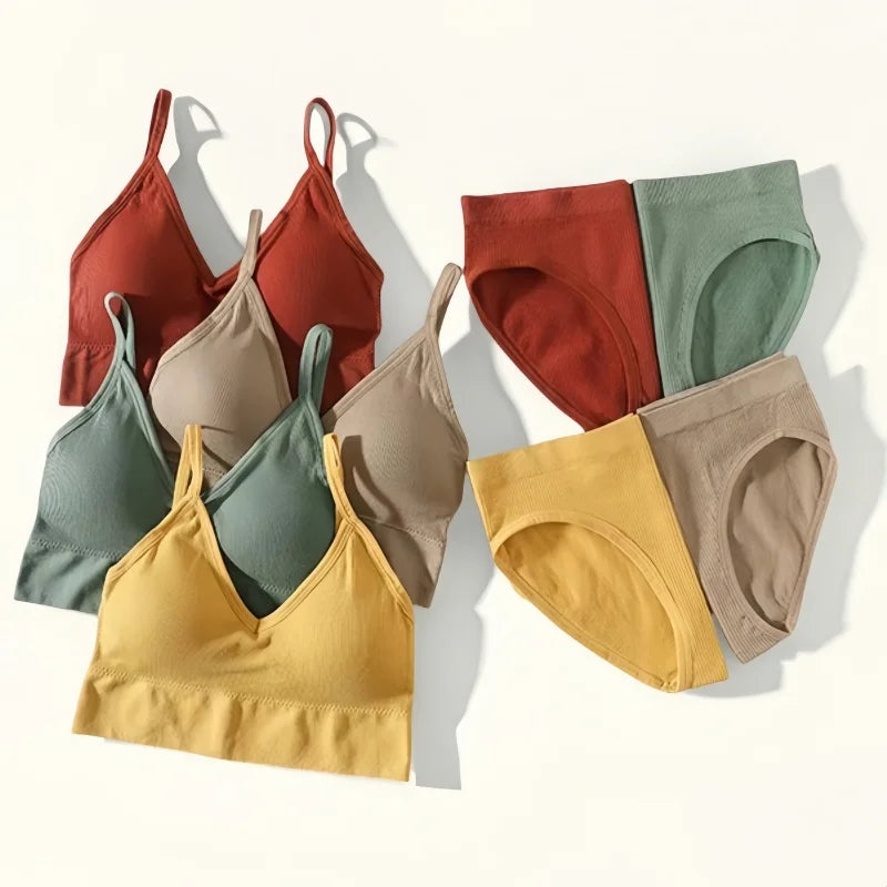 CowLost | product_id-women-seamless-push-up-bra-and-panties-set-low-back-bralette-crop-top-underwear |1