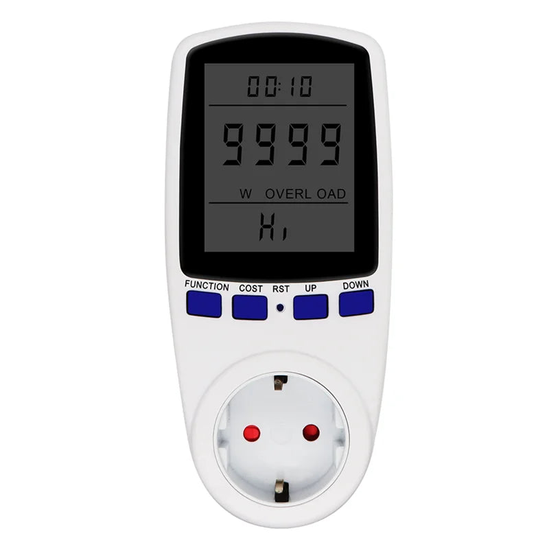 Digital LCD Power Meter Wattmeter Socket 220V AC EU Energy Measuring Outlet with Overload Protection and 7 Display Modes
