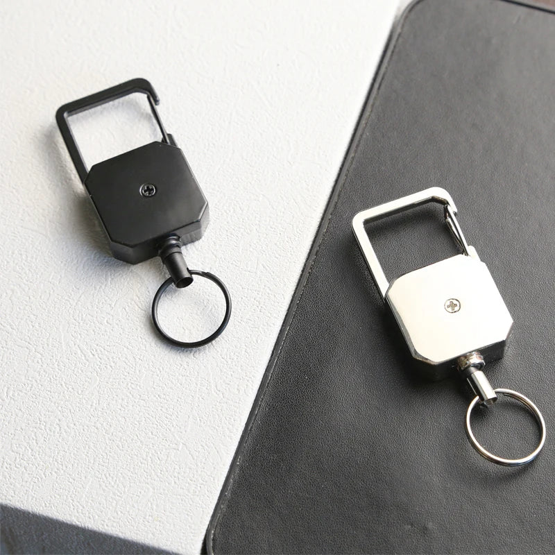 CowLost | retractable-key-ring-outdoor-anti-loss-key-chain-d-shaped-climbing-carabiner-lanyard-easy-pull-buckle-highly-elastic-key-ring |2