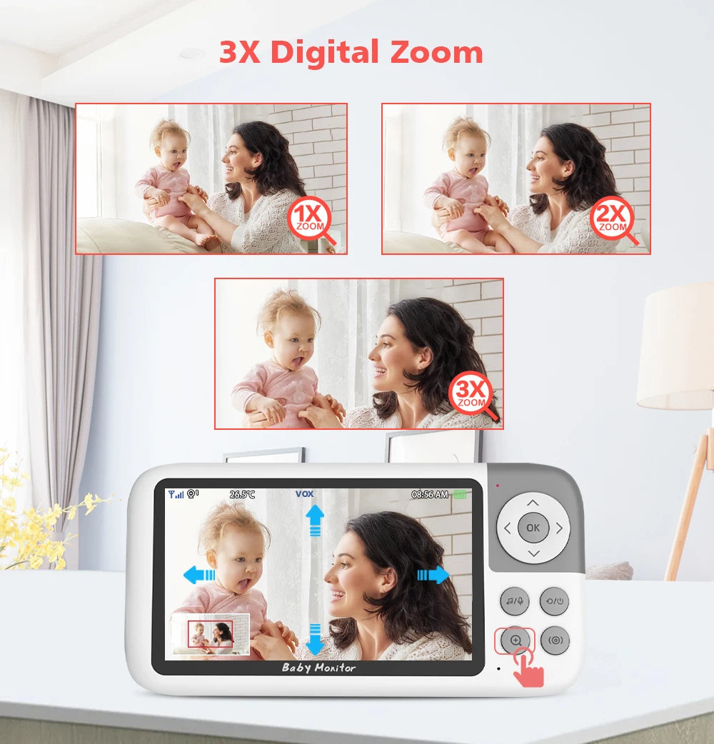 CowLost | 5-0-inch-720p-video-baby-monitor-camera-3x-digital-zoom-two-way-audio-auto-night-vision-300m-transmission-security-camera-vb618 |2