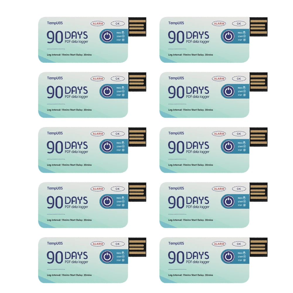 10PCS USB TempU05 Temperature Logger 60/90 Days Disposable PDF Report Cold-Chain Monitor
