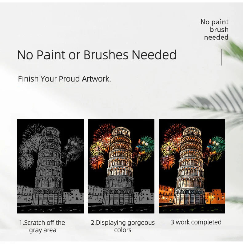 CowLost | product_id-4pcs-a3-diy-scratch-painting-set-colosseum-forbidden-city-cherry-blossom-castle-night-view |9