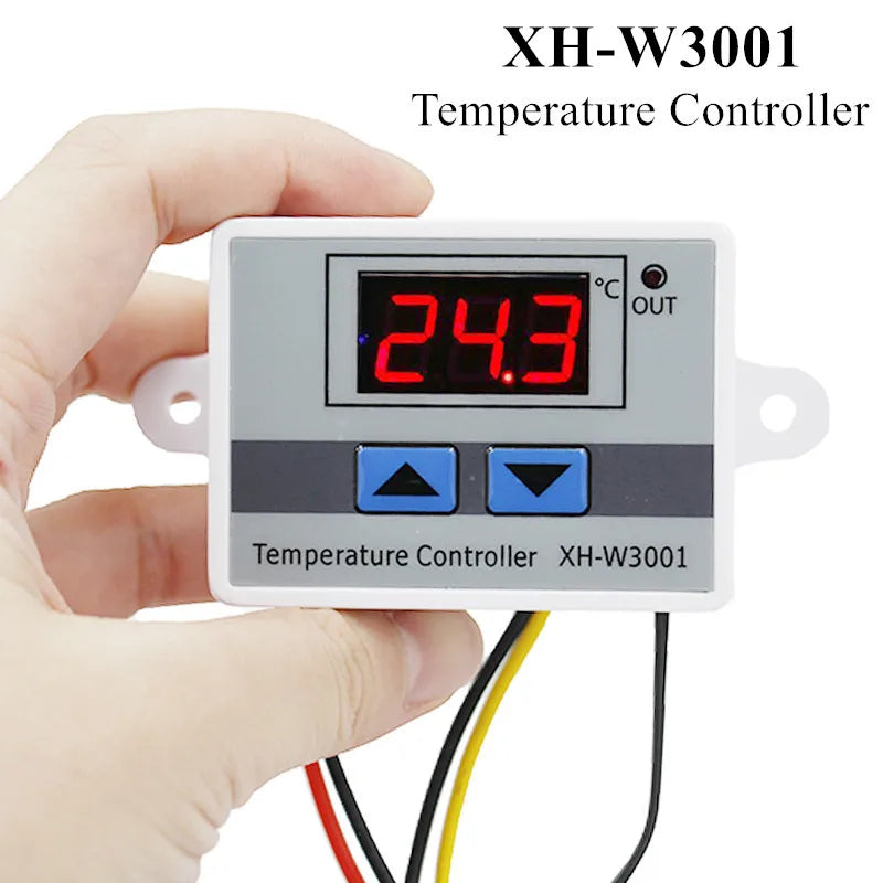 XH-W3001 Digital LED Temperature Controller Thermostat with NTC Sensor and Probe 220V for Incubator Cooling Heating