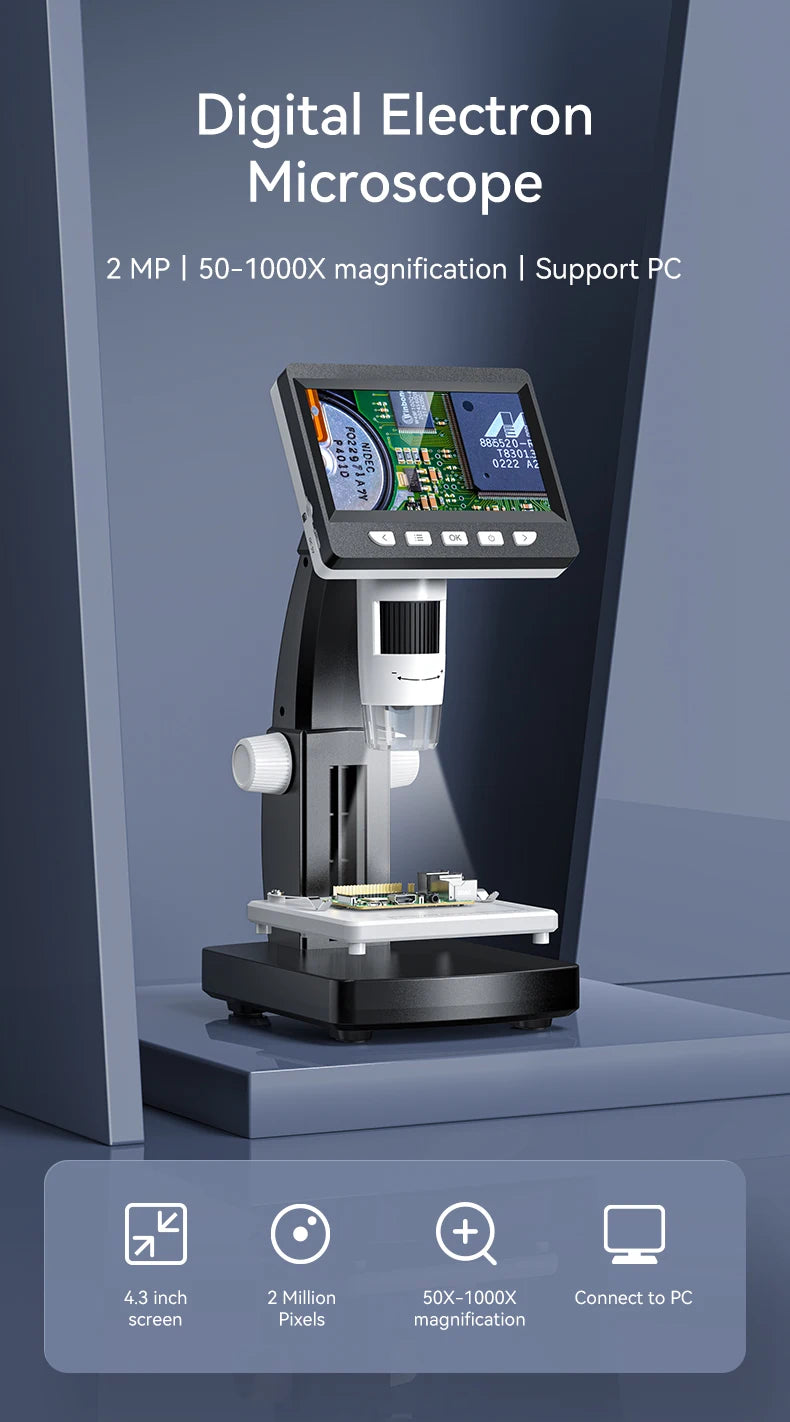CowLost | product_id-1080p-4-3-lcd-digital-microscope-1000x-magnification-with-adjustable-carrier-table-for-pcb-repair-and-welding |8