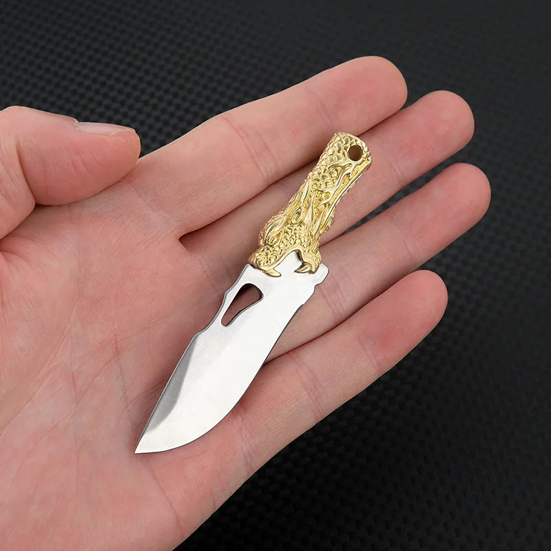 CowLost | activewear-pants-brass-dragon-head-mini-folding-knife-portable-edc-cutter |4