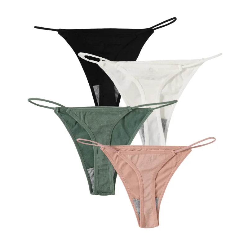 CowLost | product_id-4pcs-women-seamless-low-rise-solid-color-g-string-bikini-panties-t-back |20