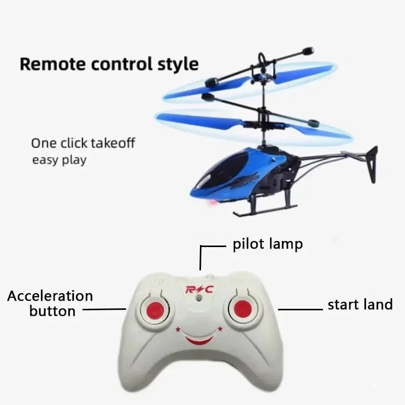 Rechargeable Mini RC Helicopter Drone Safe Fall-Resistant Toy (No Remote Battery)