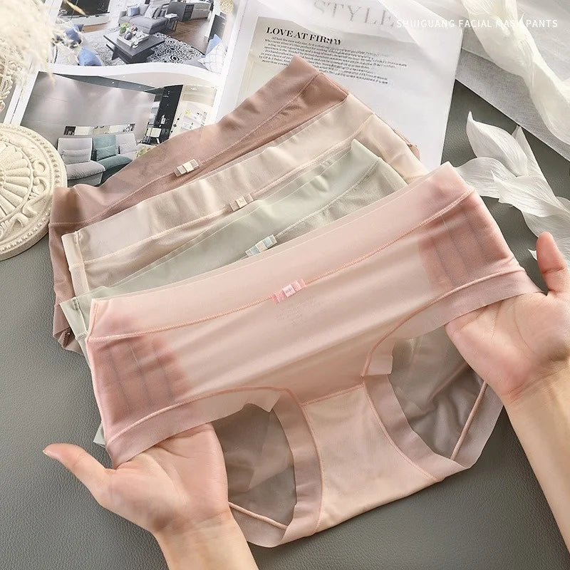 CowLost | product_id-4pcs-women-seamless-low-rise-ice-silky-soft-summer-briefs |5