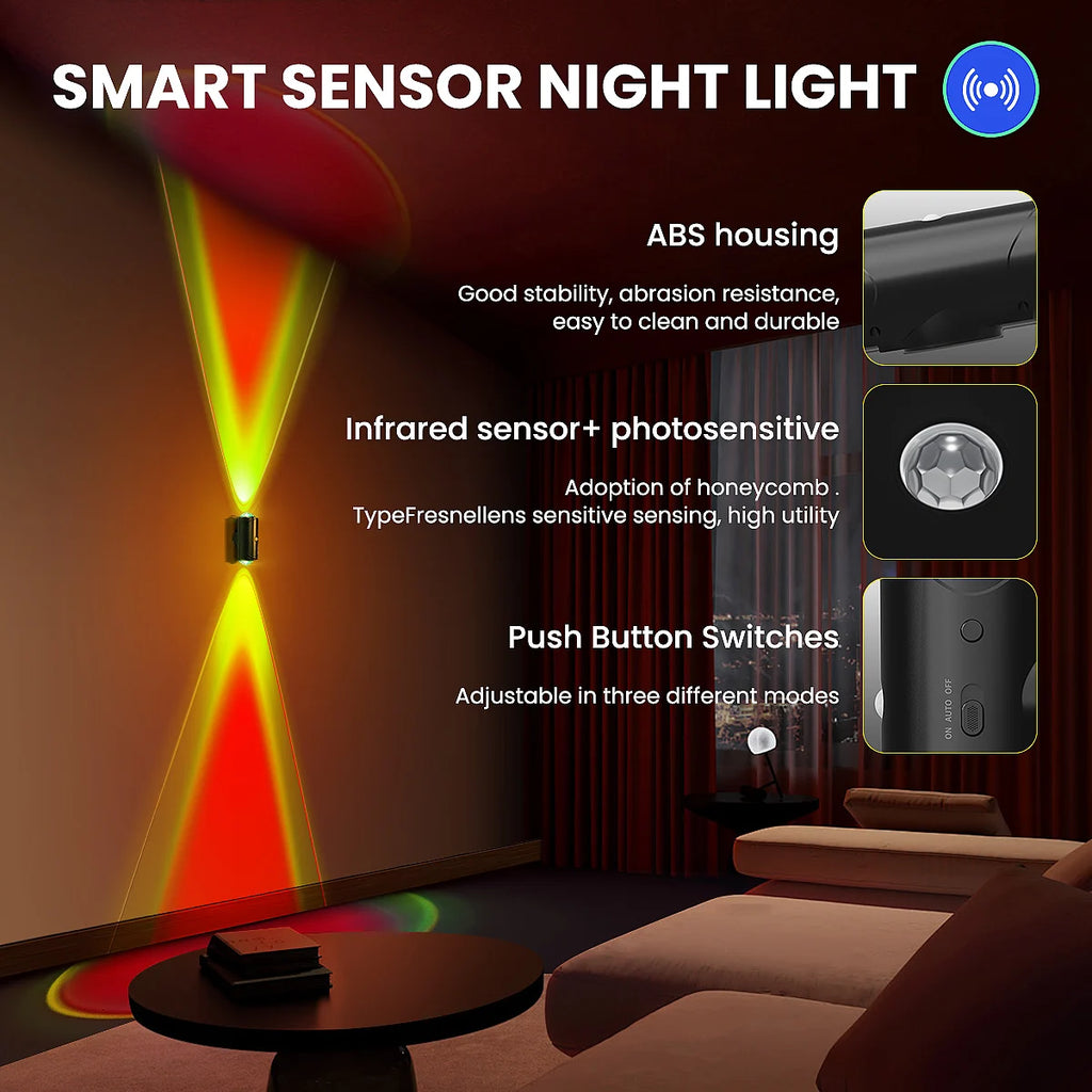 4PCS/2PCS USB Rechargeable Motion Sensor LED Night Light with 8 Effects and 3 Modes, Magnetic Dual-Sided Lamp for Stairway and Bedroom